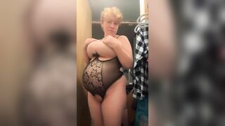 Pregnant MILF with big tits wears lingerie