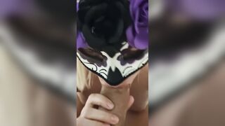 Amazing blowjob from my shy masked stepsister