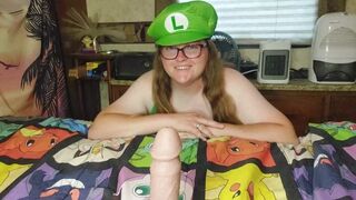 Fem Luigi Dildo blowjob