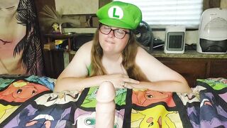 Fem Luigi Dildo blowjob