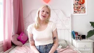 Ersties - Cute Blonde Lizzy Grabs A Dildo & Starts Masturbating