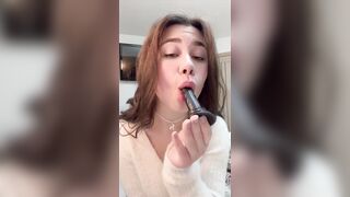 Cute student shows how to suck properly.