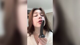 Cute student shows how to suck properly.