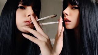 Goth Babe Smoking in bathrobe (ask me for full vid)