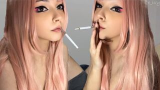 Pink Hair Egirl smoking with her stepdad before sex (ask me for full vid)