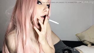 Pink Hair Egirl smoking with her stepdad before sex (ask me for full vid)