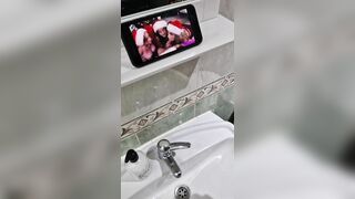 Caught roommate masturbating in the bathroom watching pornhub