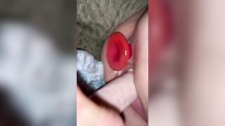 Big Butt Plug fuck with big toy dick