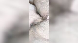 Daddy came in my unshaved pussy but keeps going