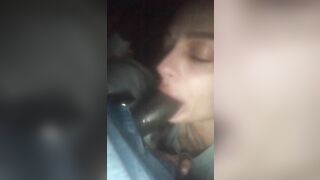 Slut sucking big black dick